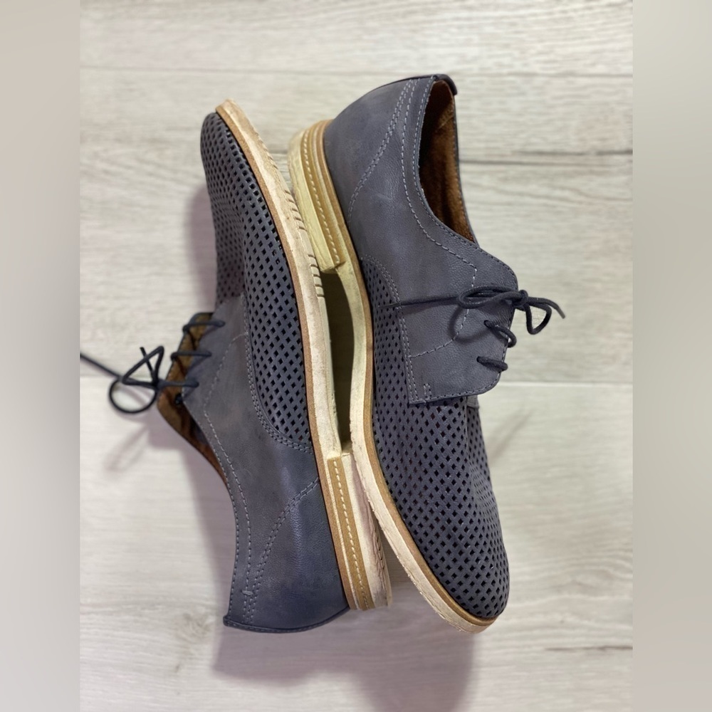 Tamaris Perforated Leather Oxford Lace Up Shoes, Blueish Gray, Size 40 - Picture 9 of 9